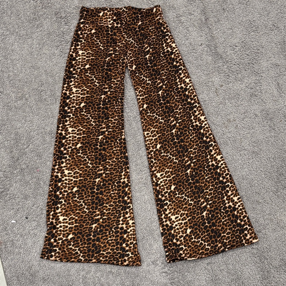 SHEIN Leopard Print Wide-Leg Pants